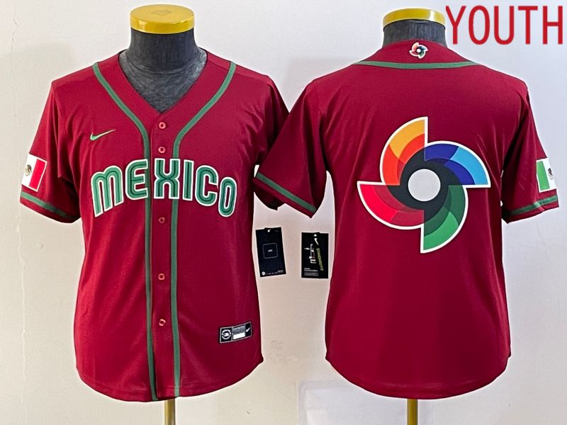 Youth 2023 World Cub Mexico Blank Red Nike MLB Jersey8